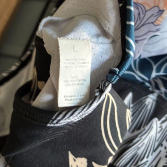 Women’s L Blue Floral Racerback Fitness Bra Wide Band, Removable Padded Cups #V - Picture 4 of 4